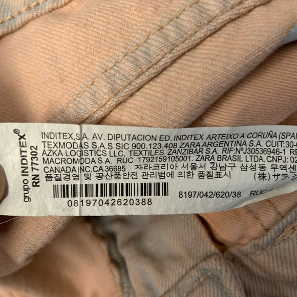 Zara Raw Hem Flare Pink Blue Acid Wash Mid Rise Jeans Denim Y2K 90s Size 6 - Picture 9 of 14